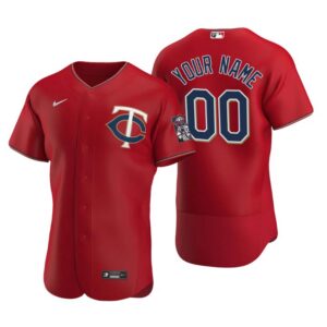 Men's Minnesota Twins Custom Red Authentic 2020 Alternate Jersey
